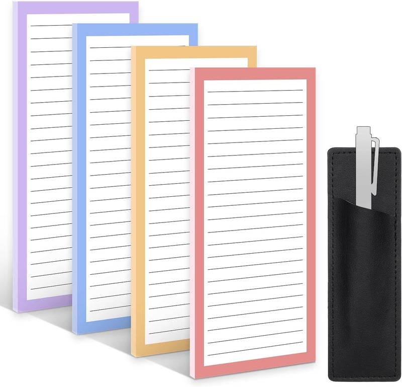 Thboxes 4 Pack Magnetic Note Pad for Fridge with Pen Holder, Totally 200 Sheets Magnetic To Do List, Grocery List, Shopping List, Memo Pads for Refrigerator（Light Color） - Image 1